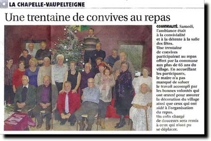 Repas des aînés dans la bonne humeur. Yonne Républicaine du 16/12/2014