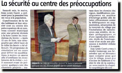 Vœux du maire. Yonne Républicaine du 05/01/2015