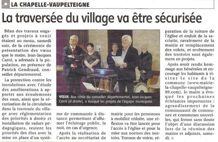 09 janvier 2016, Discours du maire. Yonne Républicaine du 14/01/2016